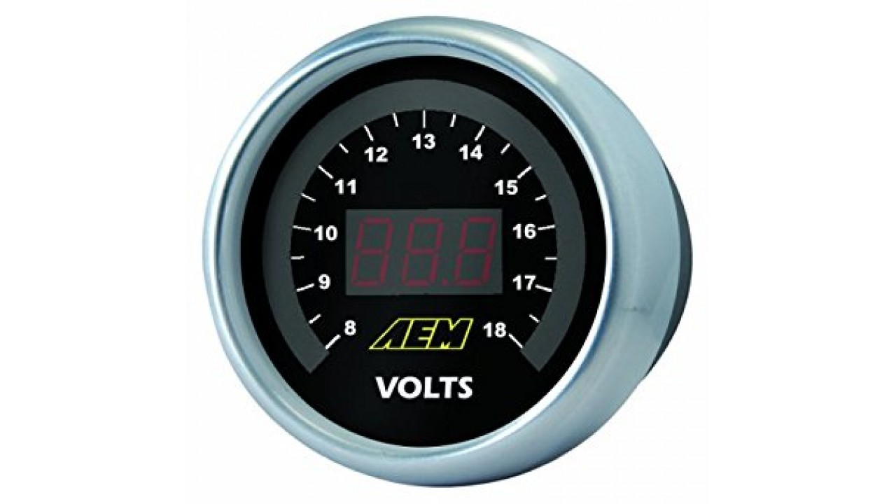 AEM Voltmeter Digital Display Gauge 8-18V